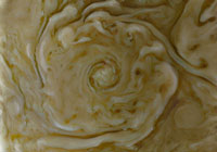Cyclone in enhanced false color -PJ70 North Pole at Minimum Emission Angle