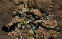 Mars - Curiosity Views Sulfur Crystals Within a Crushed Rock